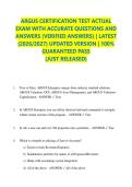 ARGUS CERTIFICATION TEST ACTUAL EXAM WITH ACCURATE QUESTIONS AND ANSWERS &lpar;VERIFIED ANSWERS&rpar; &vert; LATEST &lpar;2026&sol;2027&rpar; UPDATED VERSION &vert; 100&percnt; GUARANTEED PASS &lbrace;JUST RELEASED&rcub;