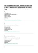 REAL ESTATE PRACTICE FINAL EXAM QUESTIONS AND &NewLine;CORRECT ANSWER WITH EXPLANATION LATEST 2025&NewLine;2026 