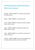 AP Psychology Exam Review Questions With Correct Answers