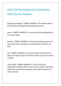 Unit 2 AP Psychology Exam Questions With Correct Answers