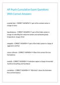 AP Psych Cumulative Exam Questions With Correct Answers