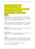 Transition to Professional Practice Final Exam Questions and Answers Updated 2026