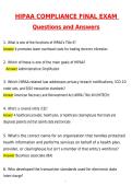 HIPAA Compliance Final Exam &lpar;Latest 2026 &sol; 2027 Update&rpar; Actual Questions and Correct Answers Graded A&plus; 100&percnt; Guarantee Verified by Experts