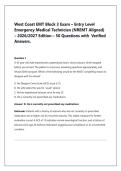 West Coast EMT Block 3 Exam &ndash; Entry Level &NewLine;Emergency Medical Technician &lpar;NREMT Aligned&rpar;&NewLine;&ndash; 2026&sol;2027 Edition &ndash; 50 Questions with Verified &NewLine;Answers&period;