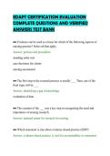 EDAPT CERTIFICATION EVALUATION&NewLine;COMPLETE QUESTIONS AND VERIFIED&NewLine;ANSWERS TEST BANK