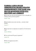 FLORIDA LAWS & RULES&NewLine;CHIROPRACTIC BOARD UPDATED&NewLine;COMPREHENSIVE TEST BANK 2026&NewLine;SOLVED QUESTIONS WITH FULL&NewLine;SOLUTION 100&percnt; CORRECT