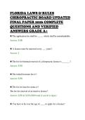 FLORIDA LAWS & RULES&NewLine;CHIROPRACTIC BOARD UPDATED&NewLine;FINAL PAPER 2026 COMPLETE&NewLine;QUESTIONS AND VERIFIED&NewLine;ANSWERS GRADE A&plus;