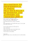 Transition To Professional Nursing Practice Exam 1 Questions and answers all verified 2026 a&plus;