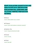 EDAPT EVALUATING QUANTITATIVE AND&NewLine;QUALITATIVE DATA CERTIFICATION&NewLine;EVALUATION FULL QUESTIONS AND&NewLine;SOLUTIONS VERIFIED PREPARATION&NewLine;MATERIAL