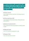 EDAPT EVALUATING QUANTITATIVE AND&NewLine;QUALITATIVE DATA FINAL PAPER TESTED&NewLine;QUESTIONS WITH DETAILED SOLUTIONS&NewLine;STUDY MATERIAL