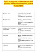 CySA study guide Exam Questions and&NewLine;Answers with Verified Solutions &vert; Latest&NewLine;Updated 2026