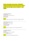 Florida 2-40 Health Insurance Exam &vert; 2026&sol;2027 &vert;&NewLine;Actual Exam Questions and Correct Answers &vert; Florida&NewLine;Health Insurance Agent License &vert; Graded A&plus; &vert; New&NewLine;Update&period;