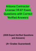 Arizona Contractor License CR-67 Exam Questions with Correct Verified Answers&colon; Complete Study Guide & Practice Exam PDF&NewLine;