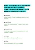 EDAPT EVALUATING QUANTITATIVE AND&NewLine;QUALITATIVE DATA TEST PAPER&NewLine;COMPLETE QUESTIONS AND ACCURATE&NewLine;ANSWERS PREMIUM REVIEW SHEET