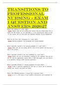 Transitions to Professional Nursing - Exam 1 QUESTION AND ANSWERS 202627