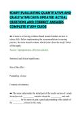 EDAPT EVALUATING QUANTITATIVE AND&NewLine;QUALITATIVE DATA UPDATED ACTUAL&NewLine;QUESTIONS AND CORRECT ANSWERS&NewLine;COMPLETE STUDY GUIDE