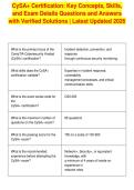 CySA&plus; Certification&colon; Key Concepts&comma; Skills&comma;&NewLine;and Exam Details Questions and Answers&NewLine;with Verified Solutions &vert; Latest Updated 2026