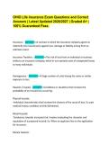 OHIO Life Insurance Exam Questions and Correct&NewLine;Answers &vert; Latest Updated 2026&sol;2027 &vert; Graded A&plus; &vert;&NewLine;100&percnt; Guaranteed Pass&period;