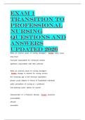 Transition to professional nursing  latest 2026 &vert; 2027 package deal Questions and Answers All Verified