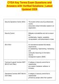 CYSA Key Terms Exam Questions and&NewLine;Answers with Verified Solutions &vert; Latest&NewLine;Updated 2026