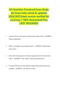 ATI Nutrition Proctored Exam Study Set Exam fully solved & updated 2026&sol;2027&lpar;latest version verified for accuracy&rpar; &vert; 100&percnt; Guaranteed Pass &lbrace;JUST RELEASED&rcub;
