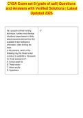 CYSA Exam set 8 &lpar;grain of salt&rpar; Questions&NewLine;and Answers with Verified Solutions &vert; Latest&NewLine;Updated 2026&NewLine;