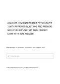 AQA GCSE COMBINED SCIENCE PHYSICS PAPER 1 WITH CORRECT QUESTIONS AND ANSWERS 100&percnt; VERIFIED SOLUTIONS