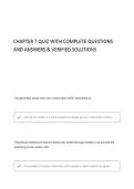 CHAPTER 7 QUIZ WITH CORRECT QUESTIONS AND ANSWERS 100&percnt; VERIFIED SOLUTIONS&NewLine;&NewLine;