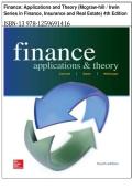 Finance&colon; Applications and Theory &lpar;Mcgraw-hill &sol; Irwin Series in Finance&comma; Insurance and Real Estate&rpar; 4th Edition&NewLine;ISBN-13 978-1259691416&NewLine;