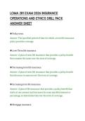 LOMA 281 EXAM 2026 INSURANCE&NewLine;OPERATIONS AND ETHICS DRILL PACK&NewLine;ANSWER SHEET