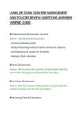 LOMA 281 EXAM 2026 RISK MANAGEMENT&NewLine;AND POLICIES REVIEW QUESTIONS ANSWERS&NewLine;VERIFIED GUIDE