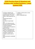 CySA Practice Exam D Questions and&NewLine;Answers with Verified Solutions &vert; Latest&NewLine;Updated 2026