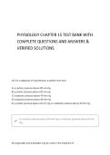 PHYSIOLOGY CHAPTER 15 TEST BANK WITH CORRECT QUESTIONS AND ANSWERS 100&percnt; VERIFIED SOLUTIONS