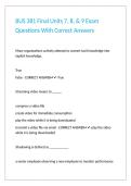 BUS 381 Final Units 7&comma; 8&comma; & 9 Exam Questions With Correct Answers