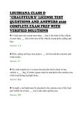 LOUISIANA CLASS D&NewLine;"CHAUFFEUR'S" LICENSE TEST&NewLine;QUESTIONS AND ANSWERS 2026&NewLine;COMPLETE EXAM PREP WITH&NewLine;VERIFIED SOLUTIONS