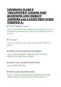 LOUISIANA CLASS D&NewLine;"CHAUFFEUR'S" LICENSE TEST&NewLine;QUESTIONS AND CORRECT&NewLine;ANSWERS 2026 LATEST PREP GUIDE&NewLine;VERIFIED A&plus;