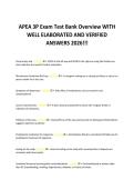 APEA 3P Exam Test Bank Overview WITH &NewLine;WELL ELABORATED AND VERIFIED &NewLine;ANSWERS 2026&excl;&excl;&excl;