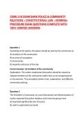 CRIMJ 210 EXAM BANK POLICE & COMMUNITY RELATIONS &bull; CONSTITUTIONAL LAW &bull; CRIMINAL PROCEDURE EXAM QUESTIONS COMPLETE WITH 100&percnt; VERIFIED ANSWERS