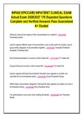 INP402 EPICCARE INPATIENT CLINICAL EXAM&NewLine;Actual Exam 2026&sol;2027 176 Expected Questions&NewLine;Complete and Verified Answers Pass Guaranteed&NewLine;A&plus; Graded