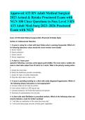 Approved ATI RN Adult Medical Surgical 2023 Actual & Retake Proctored Exam with NGN 100 Clear Questions to Pass Level 3 RN ATI Adult Med-Surg 2023&ndash;2026 Proctored Exam with NGN&NewLine;