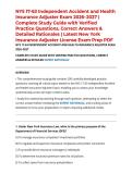 NYS 17-63 Independent Accident and Health Insurance Adjuster Exam 2026&ndash;2027 &vert; Complete Study Guide with Verified Practice Questions&comma; Correct Answers & Detailed Rationales &vert; Latest New York Insurance Adjuster License Exam Prep PDF