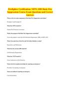 Firefighter Certification&colon; NFPA 1001 Basic Fire&NewLine;Suppression Course Exam Questions and Correct&NewLine;Answers