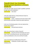 PowerBI Check Your Knowledge Studying Exam Questions & Answers &lpar;Grade A&plus;&rpar;&period;docx&NewLine;&NewLine;