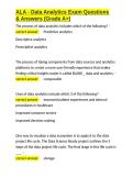 ALA - Data Analytics Exam Questions & Answers &lpar;Grade A&plus;&rpar;&period;docx&NewLine;&NewLine;