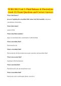 NURS 3812 Unit 3&colon; Fluid Balance & Electrolytes&NewLine;&lpar;week 12&rpar; Exam Questions and Correct Answers