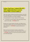Ecology Final Exam &lpar; Updated 2026-2027 &rpar;  &NewLine;1100 Complete Questions & Answers &NewLine;&lpar;Solved&rpar; 100&percnt; Correct Graded A&plus; 