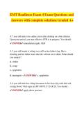 EMT Readiness Exam 4 Exam Questions and  &NewLine;Answers with complete solutions Graded A&plus;  