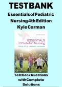 Updated&sol;Latest Pediatric Nursing 4th Edition Susan Ricci Theresa Kyle Susan Carman Test Bank Complete All Chapters Comprehensive Pediatric Nursing Questions Answers Rationales Clinical Case Studies Growth and Development NCLEX Review Study Guide For Nursi
