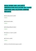 EHS101 WHMIS AND LAB SAFETY&NewLine;CERTIFICATION EVALUATION TEST PAPER&NewLine;QUESTIONS AND SOLUTIONS VERIFIED&NewLine;RESOURCE