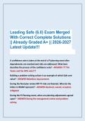 Leading Safe &lpar;6&period;0&rpar; Exam Merged &NewLine;With Correct Complete Solutions &NewLine;&vert;&vert; Already Graded A&plus; &vert;&vert; 2026-2027 &NewLine;Latest Update&excl;&excl;&excl;